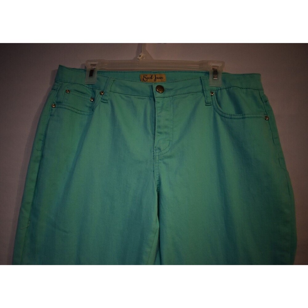 Earl Jean Pants Women's Size 14 Green Wide Leg Straight Flat Front Casual